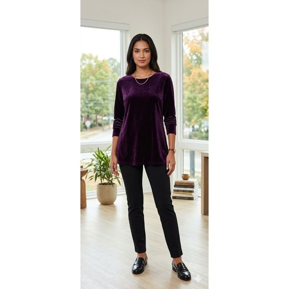 Lauren Ralph Lauren Tops - Lauren Ralph Lauren Blouse Womens XL Purple Velvet Velour Tunic Top Green Label